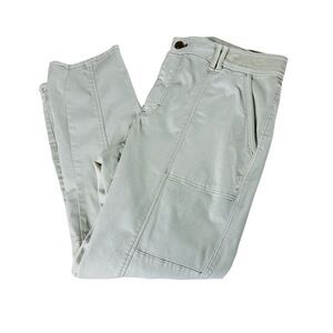 WHBM Pants Womens 14 Fits 16 Beige Cream Straight Crop Chino Trousers Minimalist